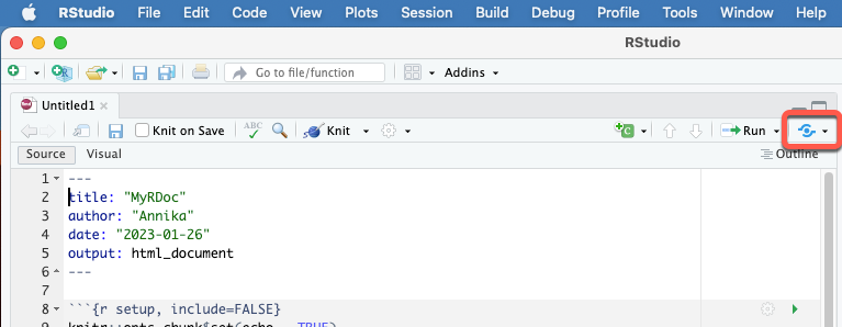 The Publish button is located in the upper-right corner of
  the editor