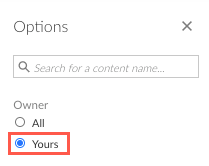 Screen capture of Options window with the Yours
  radio button selected