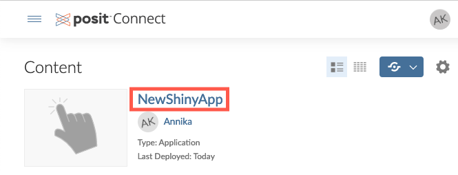 Image of content being selected