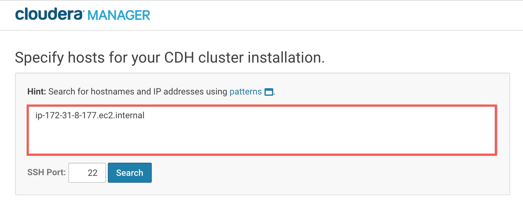 Search for hostnames
    and IP addresses using patterns UI screenshot example
