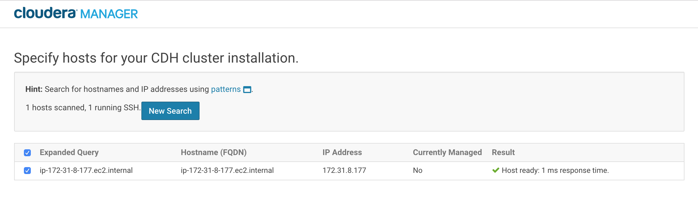 Verify selected host UI
screenshot example
