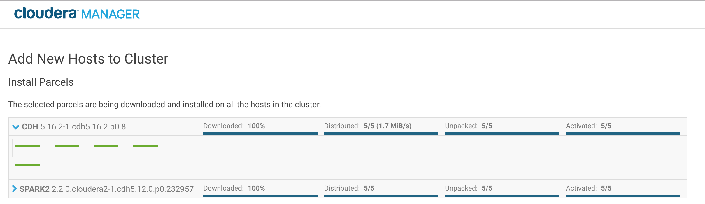 Install Parcels
installation status UI screenshot example