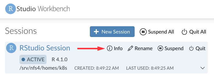 Workbench Home Page - Info Button