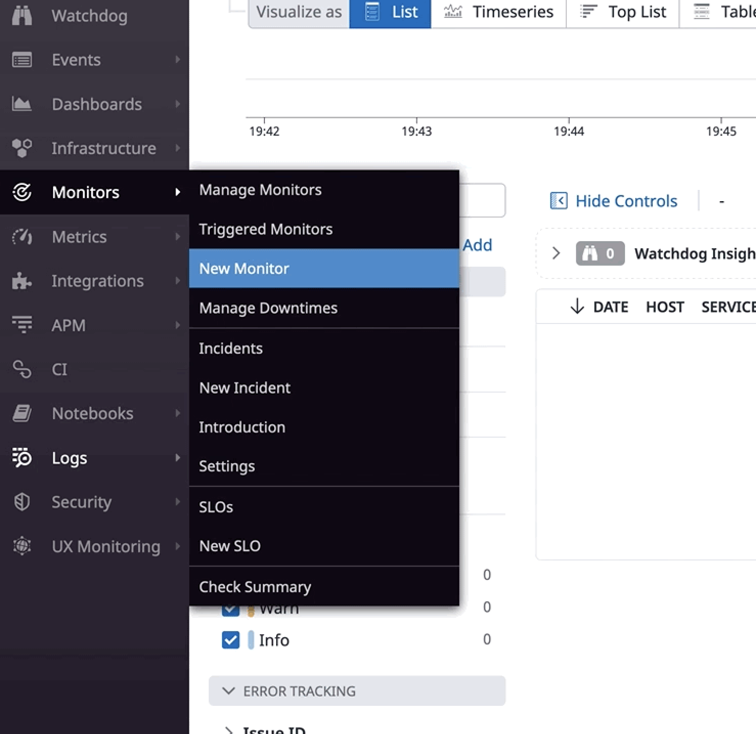 Create new monitor in DataDog